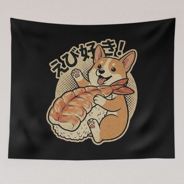 Item preview, Ebi Suki! Cute Corgi Shrimp Sushi Dog - Funny Japanese Food Lover Gift designed and sold by Bongocomic.