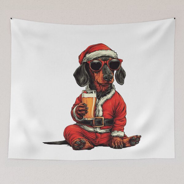 Item preview, Funny Dachshund Santa Hat Christmas Beer Dog designed and sold by k3rstman1.