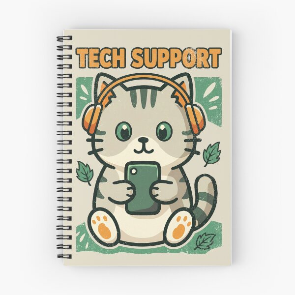 Item preview, Tech Support Cat - Cute Kitten with Headphones and Phone designed and sold by AwesomeBeyondLimits.