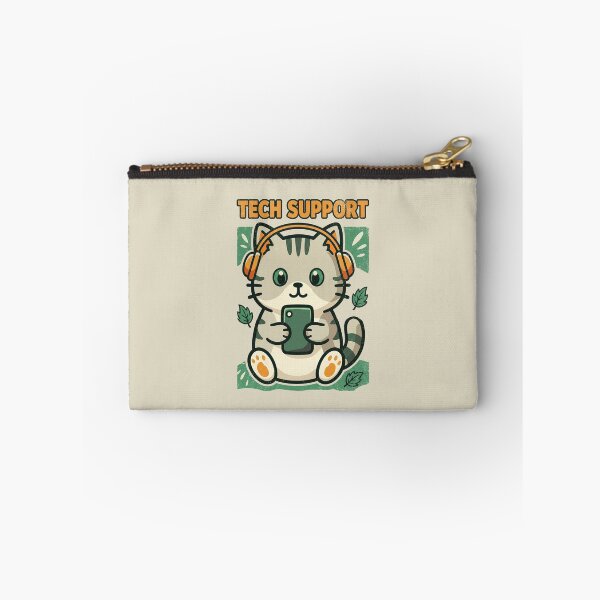 Item preview, Tech Support Cat - Cute Kitten with Headphones and Phone designed and sold by AwesomeBeyondLimits.