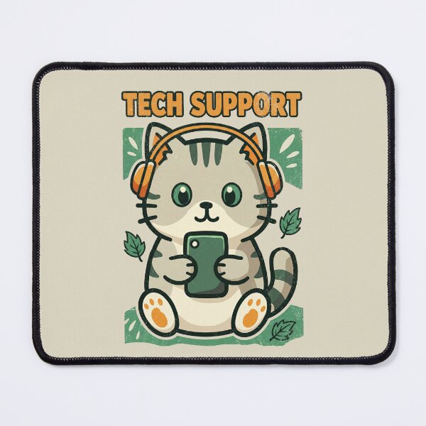 Item preview, Tech Support Cat - Cute Kitten with Headphones and Phone designed and sold by AwesomeBeyondLimits.