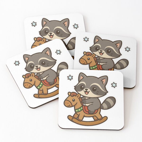 Item preview, Raccoon on Rocking Horse designed and sold by TrashDen-by-JH.
