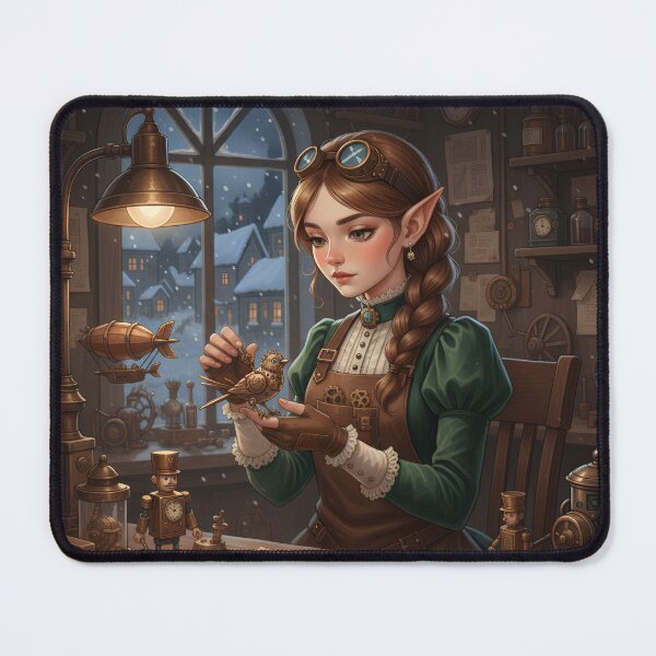 Item preview, Steampunk Elf Artisan – Mechanical Toymaker Christmas Art designed and sold by Floraphoria.
