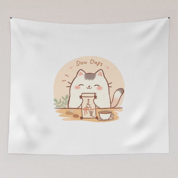 Item preview, Chubby Café Cat Reading an Ancient Scroll designed and sold by SlowDayFriends.