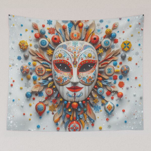Item preview, The Confetti Queen of a Thousand Baubles - Maximalist Folk Festival Mask designed and sold by Karaboshka.