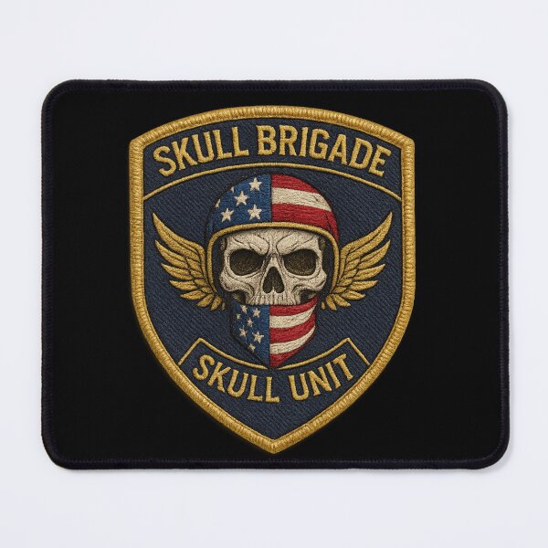 Item preview, Skull Brigade Skull Unit american shield patch designed and sold by LaNadaYFundante.