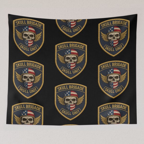 Item preview, Skull Brigade Skull Unit american shield patch designed and sold by LaNadaYFundante.