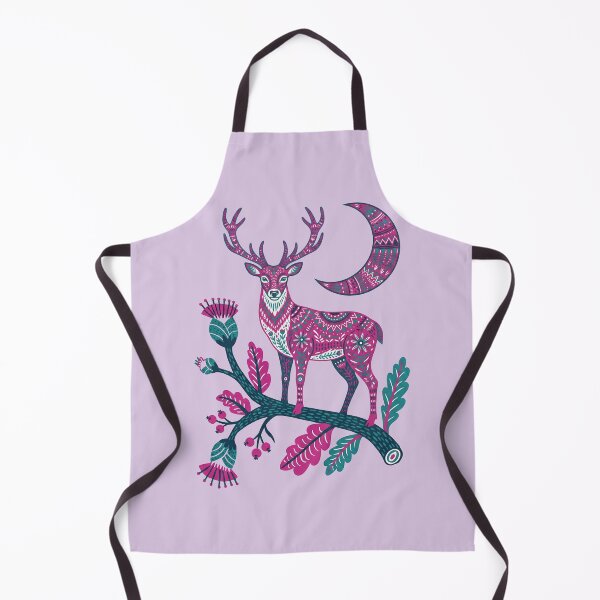 Item preview, Folk Art Deer & Moon - Magenta Mystical Stag Illustration designed and sold by AwesomeBeyondLimits.