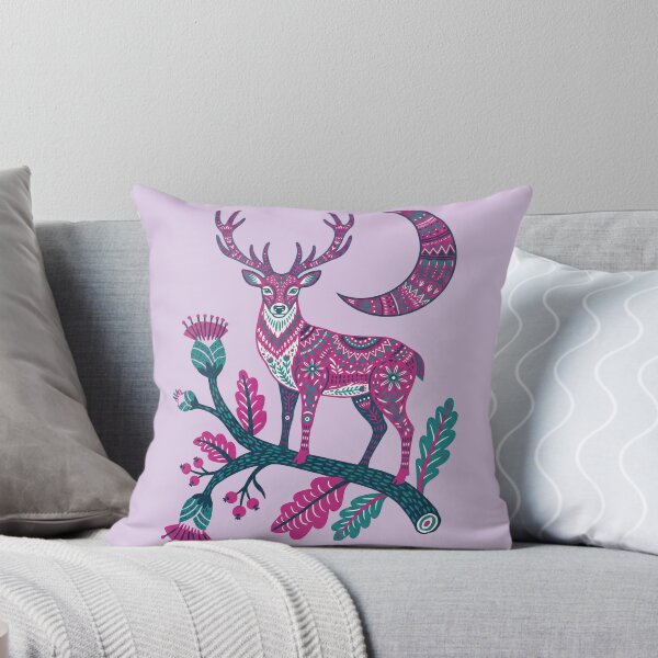 Item preview, Folk Art Deer & Moon - Magenta Mystical Stag Illustration designed and sold by AwesomeBeyondLimits.