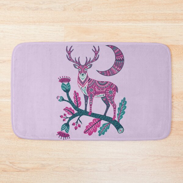 Item preview, Folk Art Deer & Moon - Magenta Mystical Stag Illustration designed and sold by AwesomeBeyondLimits.