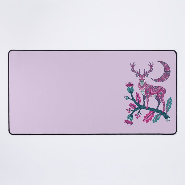 Item preview, Folk Art Deer & Moon - Magenta Mystical Stag Illustration designed and sold by AwesomeBeyondLimits.