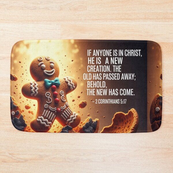 Item preview, New Creation Christian Scripture Art | Gingerbread Man 2 Corinthians 5:17 Holiday Gift designed and sold by ebocraft.
