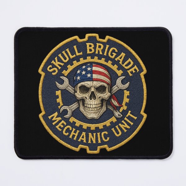 Item preview, Skull Brigade mechanic unit wrench gear patch designed and sold by LaNadaYFundante.