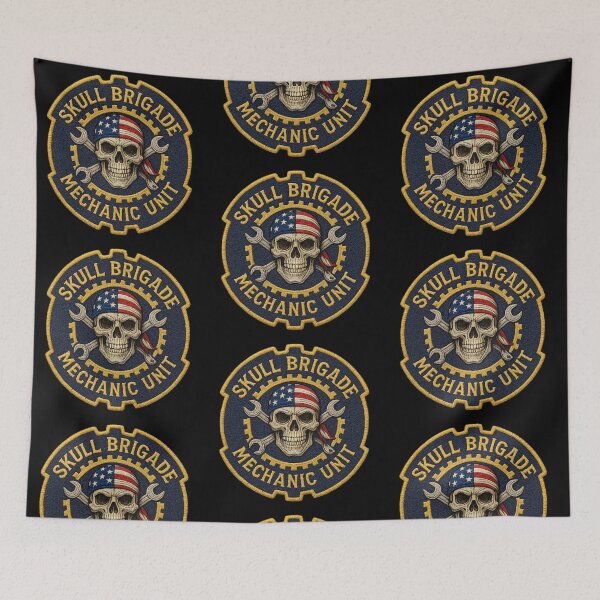 Item preview, Skull Brigade mechanic unit wrench gear patch designed and sold by LaNadaYFundante.
