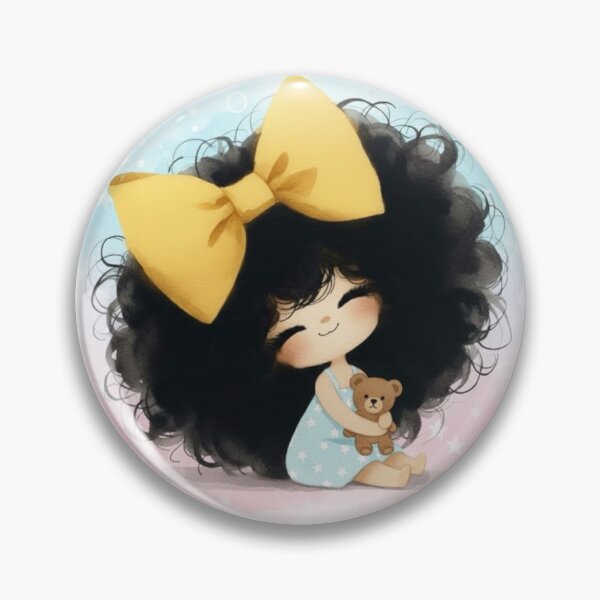 Item preview, Kawaii Curly Hair Character ​Digital Painting Illustration. Chibi Girl with Teddy Bear. designed and sold by ZyVoAli.
