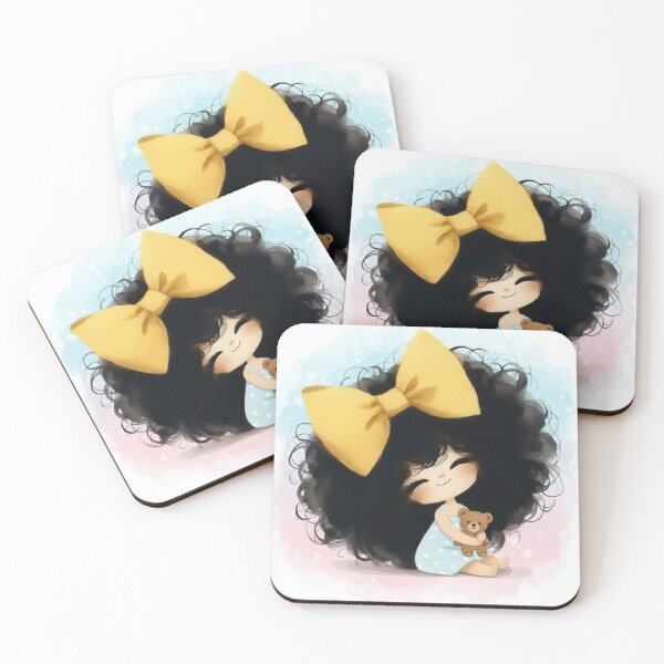 Item preview, Kawaii Curly Hair Character ​Digital Painting Illustration. Chibi Girl with Teddy Bear. designed and sold by ZyVoAli.