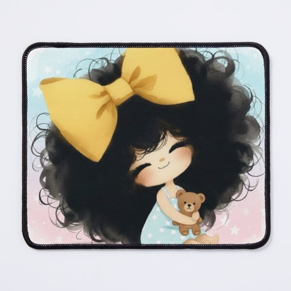 Item preview, Kawaii Curly Hair Character Digital Painting Illustration. Chibi Girl with Teddy Bear. designed and sold by ZyVoAli.