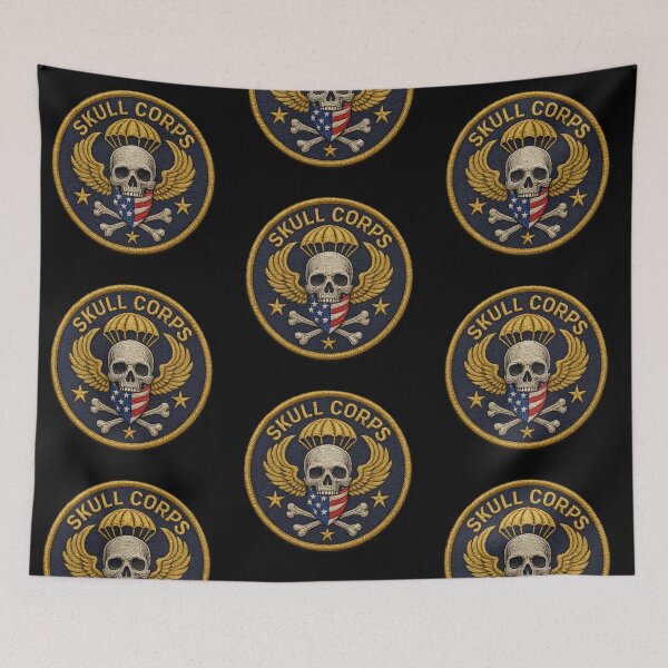 Item preview, Skull Corps paratrooper USA flag patch designed and sold by LaNadaYFundante.