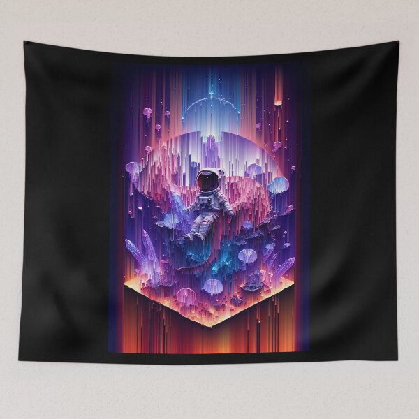 Item preview, Astronaut in Vaporwave Void Cosmic Glitch Dimension Art designed and sold by Neer arts.
