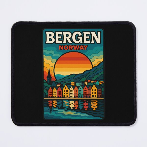 Item preview, Bergen Cityscape Norway Europe Trippy Travel designed and sold by TomFrontierArt.