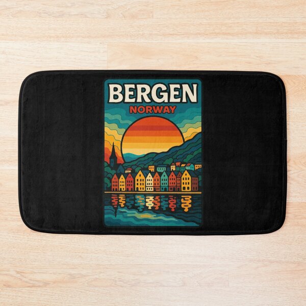 Item preview, Bergen Cityscape Norway Europe Trippy Travel designed and sold by TomFrontierArt.