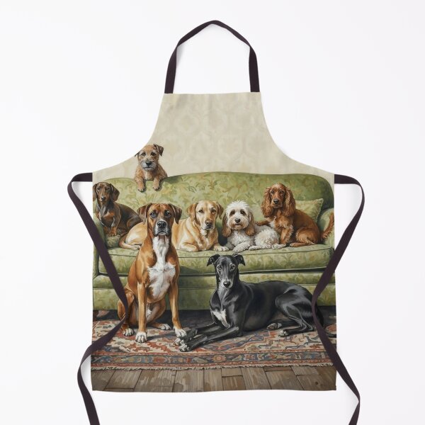 Item preview, Cozy Dogs on Green Sofa – Cute Dog Breeds Art Print for Dog Lovers   designed and sold by Pixel Pout.