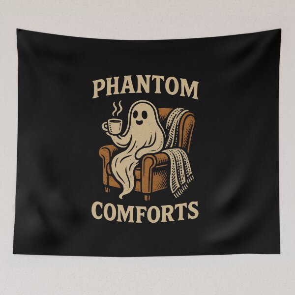 Item preview, Spooky Ghost Phantom Conforts Cozy Fall designed and sold by DemureArtsy.