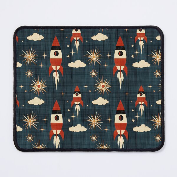 Item preview, Atomic Starbursts Vintage Sci-Fi in Red, Cream & Navy – Retro Rocket Blasts designed and sold by The Print Parlor.