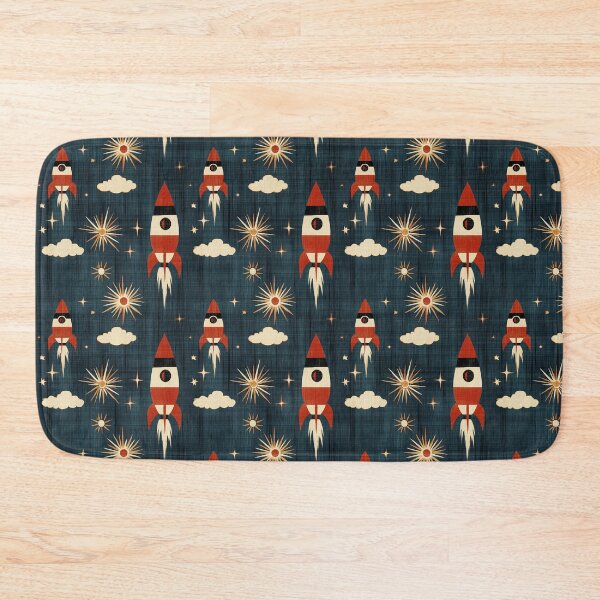 Item preview, Atomic Starbursts Vintage Sci-Fi in Red, Cream & Navy – Retro Rocket Blasts designed and sold by The Print Parlor.