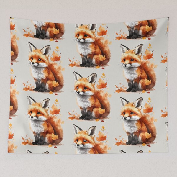 Item preview, Cute young fox with colorful autumn leaves designed and sold by LiskoDesign.