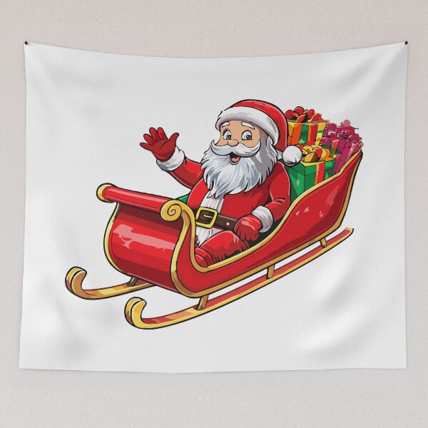 Item preview, Santa claus on sleigh delivers christmas gifts, Santa claus on a sleigh with piles of presents designed and sold by Danler.