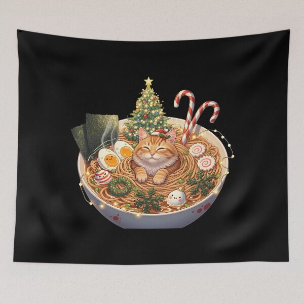 Item preview, christmas cat ramen designed and sold by Uglyandcute.