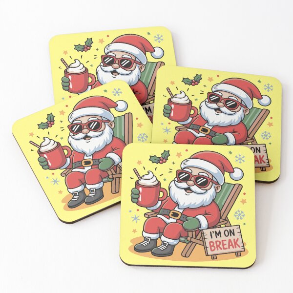 Item preview, Funny Santa on Break Christmas Design | Relaxing Santa with Hot Chocolate Kawaii Art designed and sold by TeeLabDesign.