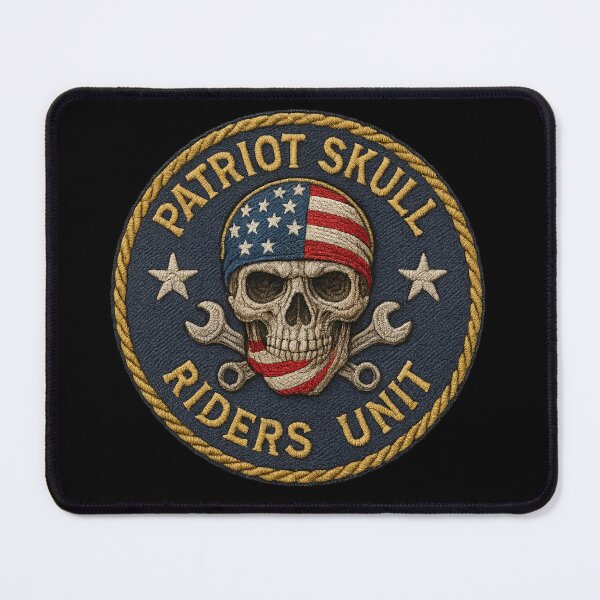 Item preview, Patriot Skull Riders wrench and flag patch designed and sold by LaNadaYFundante.