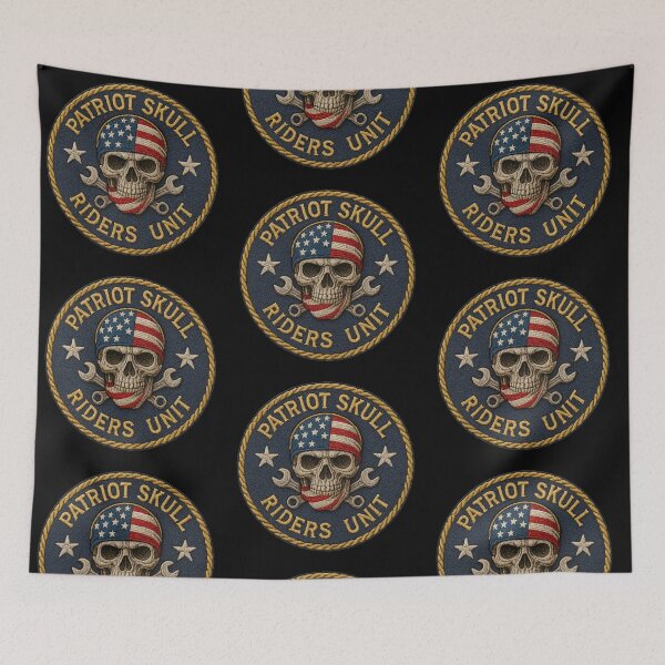 Item preview, Patriot Skull Riders wrench and flag patch designed and sold by LaNadaYFundante.