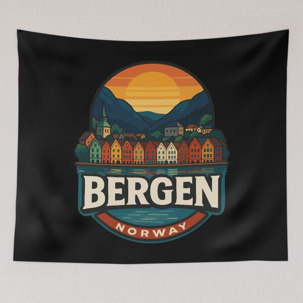 Item preview, Bergen Norway Retro Vintage Travel designed and sold by TomFrontierArt.