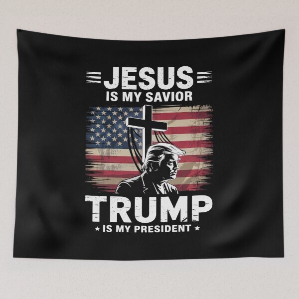 Item preview, Jesus Is My Savior Trump Is My President 2024 USA Flag Cross1  designed and sold by NailMolisa.