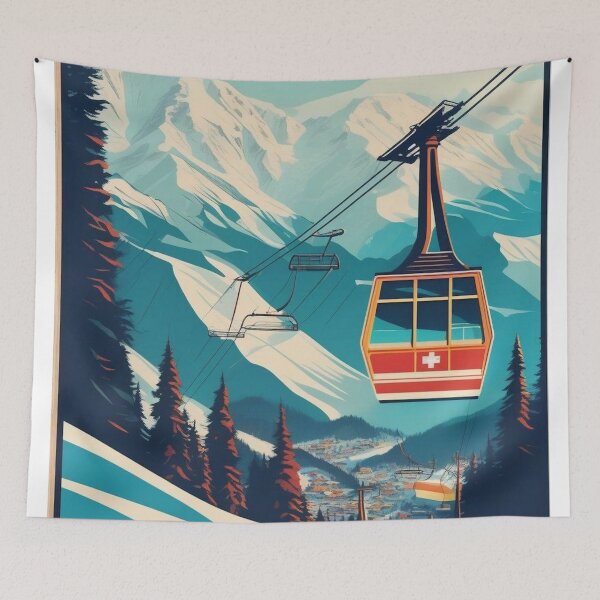 Item preview, Vintage Cable Car Poster | Retro Alpine Travel Art designed and sold by Esterlane.