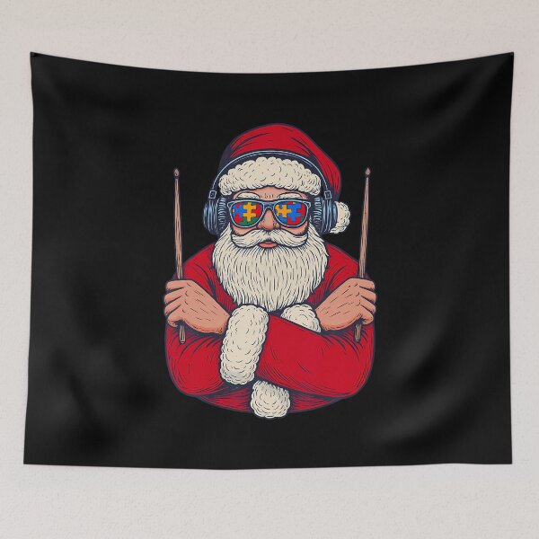 Item preview, Drummer Autism Christmas Funny Santa Playing Drums Xmas designed and sold by MavisJoseph.