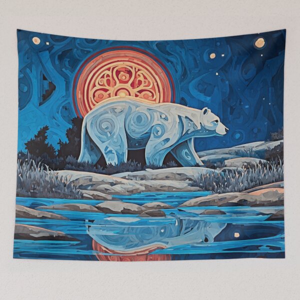 Item preview, Glacier Spirit Bear Under the Midnight Sun – Mystical Alaska Wilderness Art designed and sold by Alaska Magick.