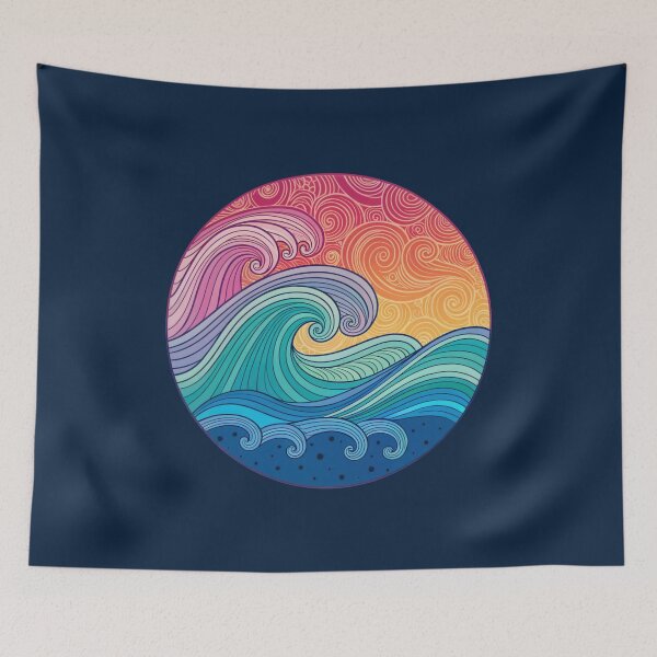 Item preview, Retro Ocean Waves – Minimal Geometric Sea Art designed and sold by NoctaHike.