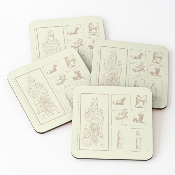 Item preview, Vintage Chinese Stone Statues – Ancient Guardian & Mythical Figures Illustration designed and sold by FriendsClub.