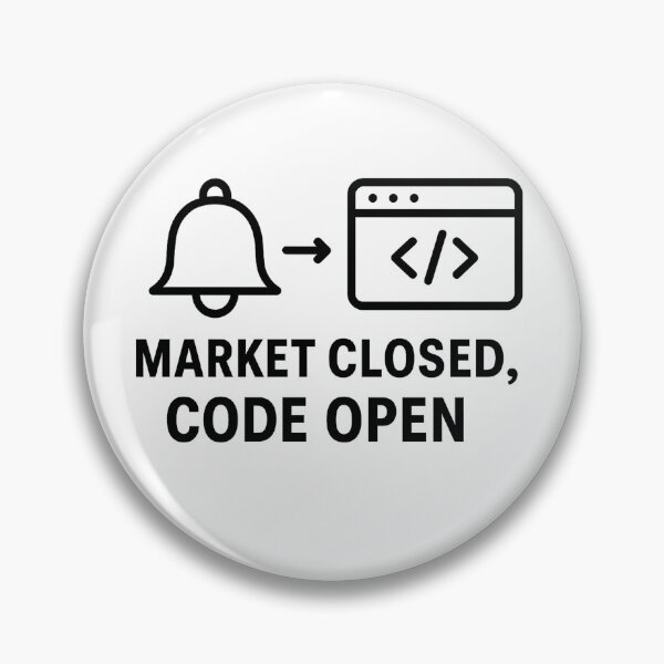 Aperçu de l'œuvre Marché fermé, code ouvert — Mème des développeurs sur les heures de négociation américaines créée et vendue par techy-rrr.