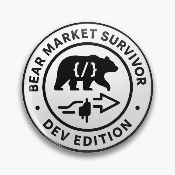 Aperçu de l'œuvre Survivant du marché baissier — Badge minimal de l'édition développeur créée et vendue par techy-rrr.