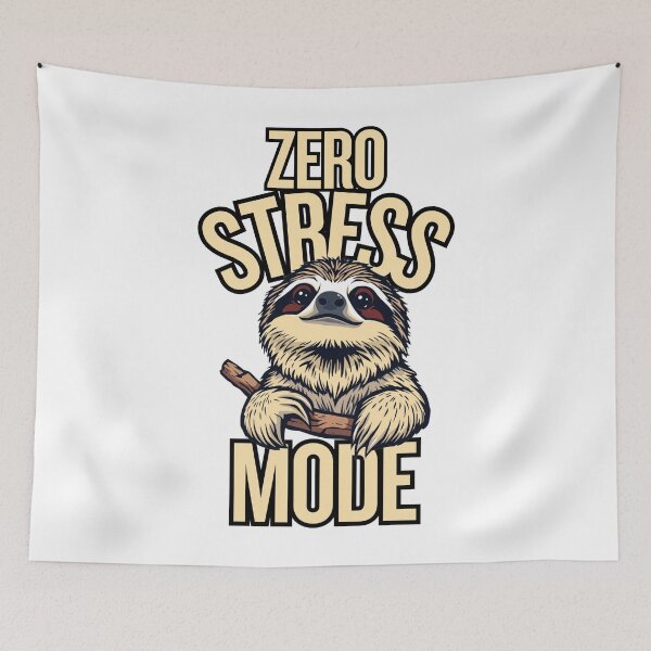 Item preview, Zero Stress Mode Sloth – Cute Christmas Self-Care Design Beige&Black designed and sold by Tomasz C.