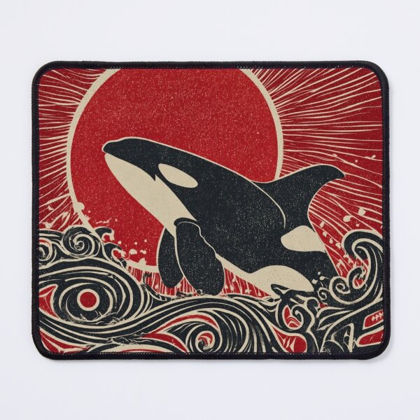 Item preview, Rising Orca Spirit — Northwest Coast Inspired Red Sun Art designed and sold by Alaska Magick.