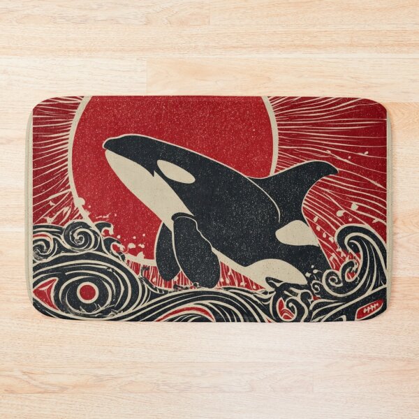 Item preview, Rising Orca Spirit — Northwest Coast Inspired Red Sun Art designed and sold by Alaska Magick.