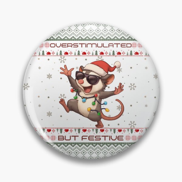 Item preview, Overstimulated But Festive | Ugly Sweater Style Christmas Funny Opossum designed and sold by PROPera-design.