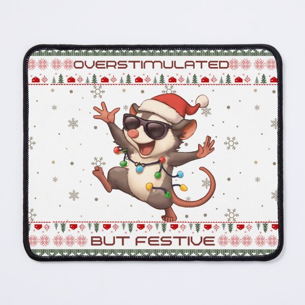 Item preview, Overstimulated But Festive | Ugly Sweater Style Christmas Funny Opossum designed and sold by PROPera-design.