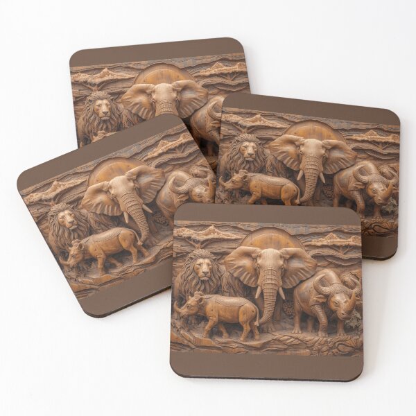 Item preview, African Big Five – Wood Carved Identity designed and sold by SavannaStrikes.